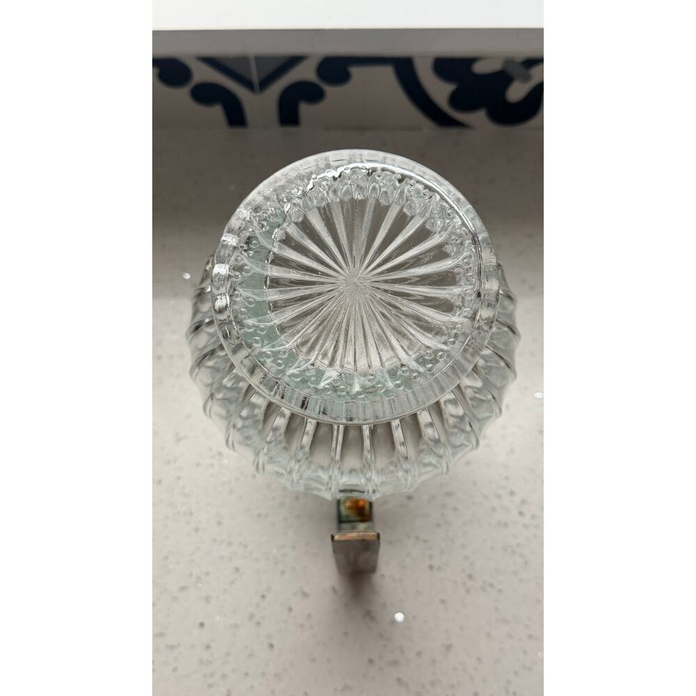 Vintage Ribbed Glass Pitcher Silver-Plated Handle, Italian Mid-Century Bar Decor - Picture 7 of 7